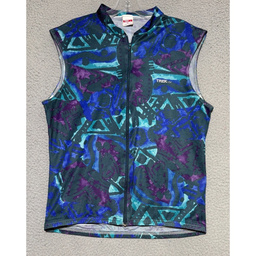 Vintage Made in USA Trek Cycling Full Zip vest Womens XL Abstract